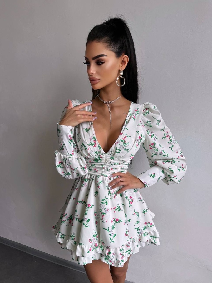 Сукня міні з пишною спідницею та драпіруванням на талії Сукня міні з пишною спідницею та драпіруванням на талії | PUSHKA SHOP