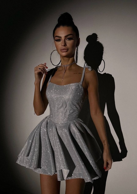 Блискуча корсетна сукня з пишною подвійною спідницею | PUSHKA SHOP