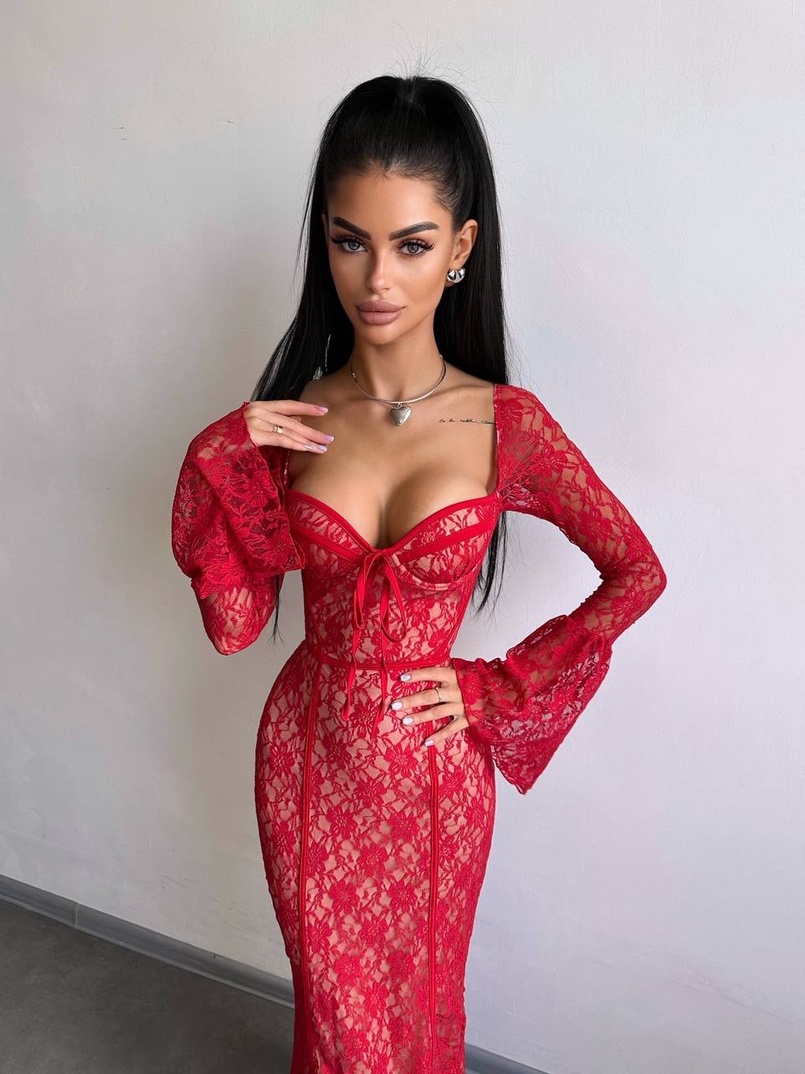 Мереживна сукня максі з чашечками    Мереживна сукня максі з чашечками    | PUSHKA SHOP