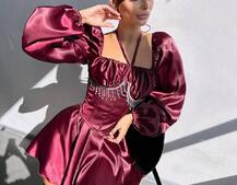 Сукня з корсетом, декорованим бахромою зі страз Ручна робота  | PUSHKA SHOP