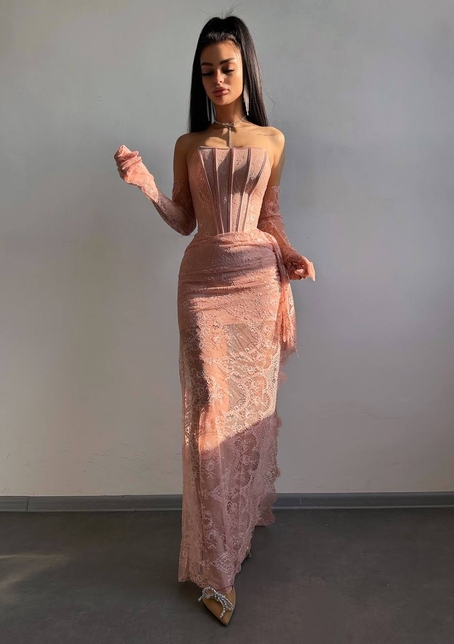 Мереживна сукня максі з рукавичками  | PUSHKA SHOP