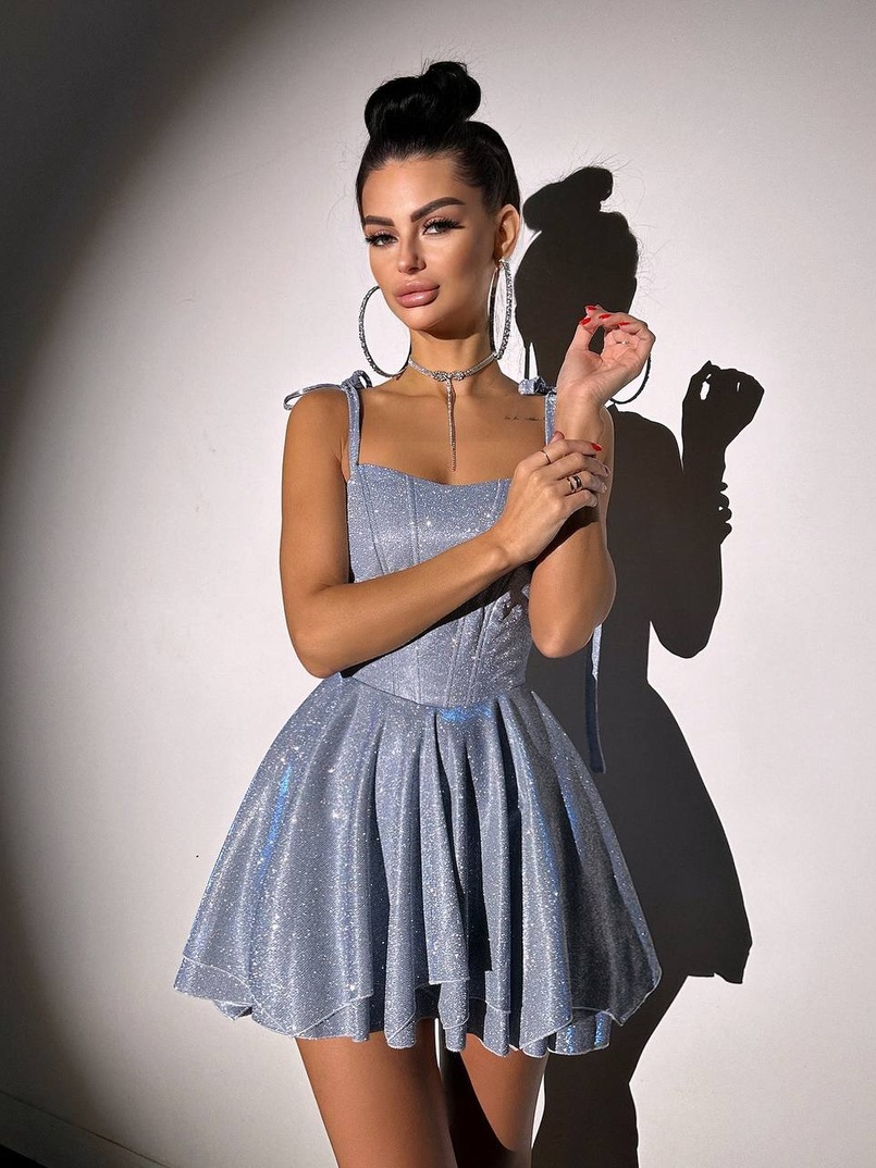 Блискуча корсетна сукня з пишною подвійною спідницею Блискуча корсетна сукня з пишною подвійною спідницею | PUSHKA SHOP