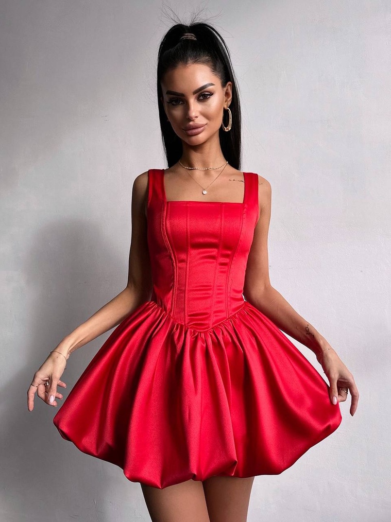 Атласна корсетна сукня міні  | PUSHKA SHOP