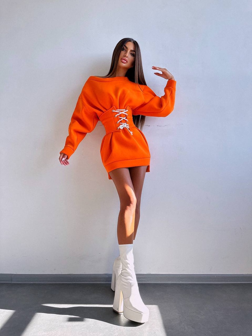 Тепле затишне худі over-size на флісі + корсет на шнурівці Можна носити з корсетом та без | PUSHKA SHOP