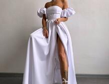 Сукня максі  з розрізом на спідниці та об’ємними рукавами  Сукня максі  з розрізом на спідниці та об’ємними рукавами  | PUSHKA SHOP