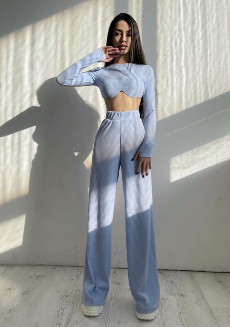 Комплект в весенних расцветках: топ с чашечками + штаны трубы | PUSHKA SHOP