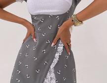 Сукня з квітковим принтом декорована мереживом  Сукня з квітковим принтом декорована мереживом  | PUSHKA SHOP