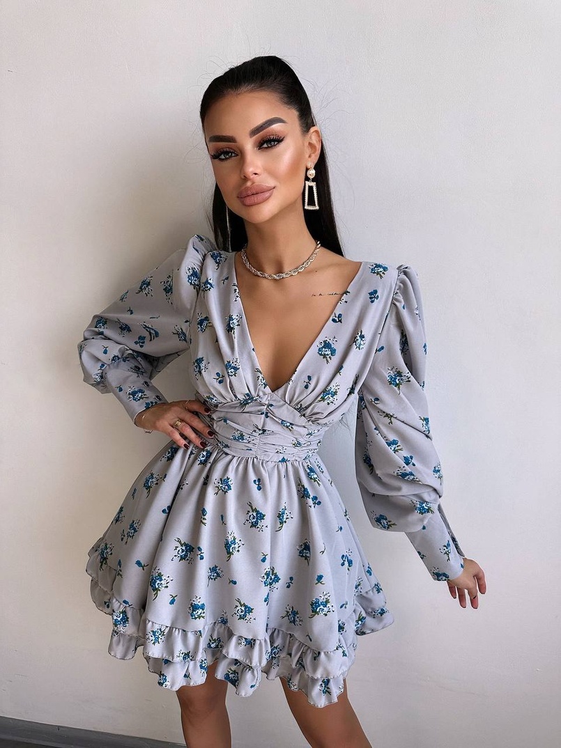 Сукня міні з пишною спідницею та драпіруванням на талії Сукня міні з пишною спідницею та драпіруванням на талії | PUSHKA SHOP