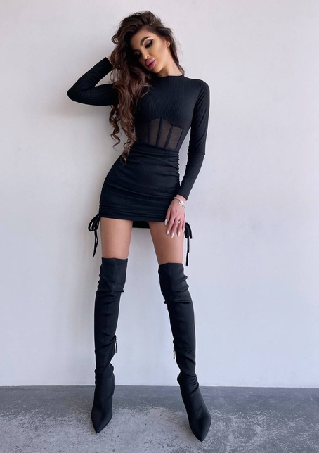 Сукня-міні  з елементами корсету  Довжину спідниці можна регулювати  | PUSHKA SHOP