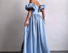 Сукня максі  з розрізом на спідниці та об’ємними рукавами  | PUSHKA SHOP