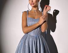 Блискуча корсетна сукня з пишною подвійною спідницею Блискуча корсетна сукня з пишною подвійною спідницею | PUSHKA SHOP