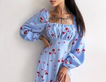 Сукня міді з розрізом в квітковий принт + прозорий корсет  Сукня міді з розрізом в квітковий принт + прозорий корсет  | PUSHKA SHOP