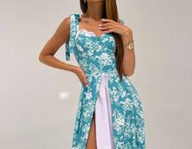 Сукня міді з чашечками в квітковий принт  | PUSHKA SHOP