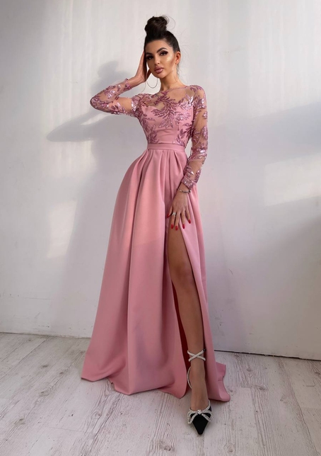 Сукня максі з паєтками та розрізом на спідниці | PUSHKA SHOP