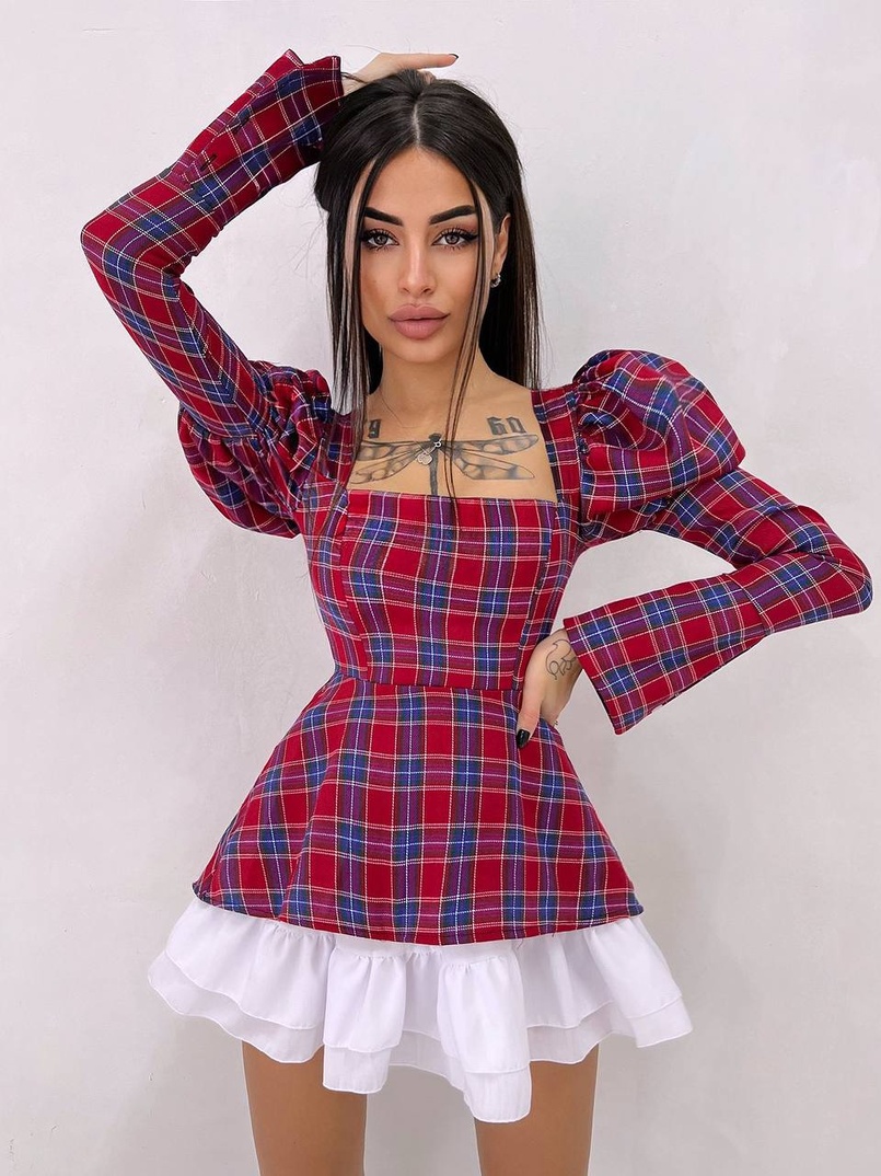 Сукня з об'ємними рукавами + спідниця з воланами Сукня з об'ємними рукавами + спідниця з воланами | PUSHKA SHOP