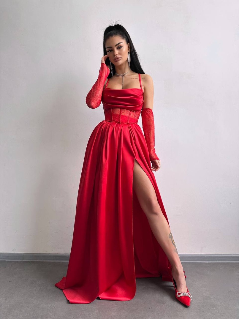 Атласний комплект: корсет + спідниця максі Атласний комплект: корсет + спідниця максі | PUSHKA SHOP