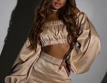 Атласний комплект, декорований стразами Ручна робота, прикраса пришита  Атласний комплект, декорований стразами Ручна робота, прикраса пришита  | PUSHKA SHOP