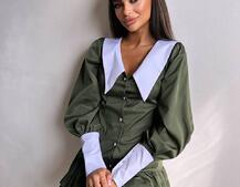 Котонова сукня з рюшами на гудзиках зі шнурівкою на спинці Котонова сукня з рюшами на гудзиках зі шнурівкою на спинці | PUSHKA SHOP