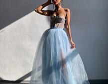 Комплект: корсет бюстьє декорований стразами + пишна спідниця максі  Ручна робота  Комплект: корсет бюстьє декорований стразами + пишна спідниця максі  Ручна робота  | PUSHKA SHOP