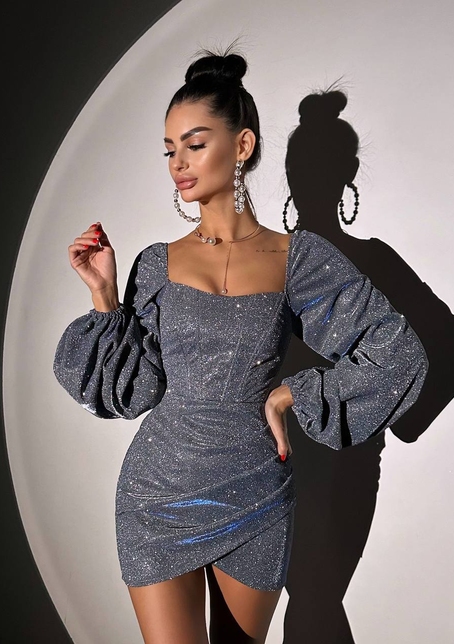 Сяючий комплект: корсет + спідниця міні з драпіруванням  | PUSHKA SHOP