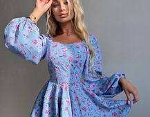 Сукня міні з квітковим принтом, корсетним верхом та подвійною спідницею  Сукня міні з квітковим принтом, корсетним верхом та подвійною спідницею  | PUSHKA SHOP