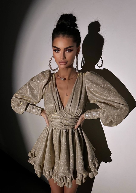 Сукня із пишною подвійною спідницею та драпіруванням  | PUSHKA SHOP