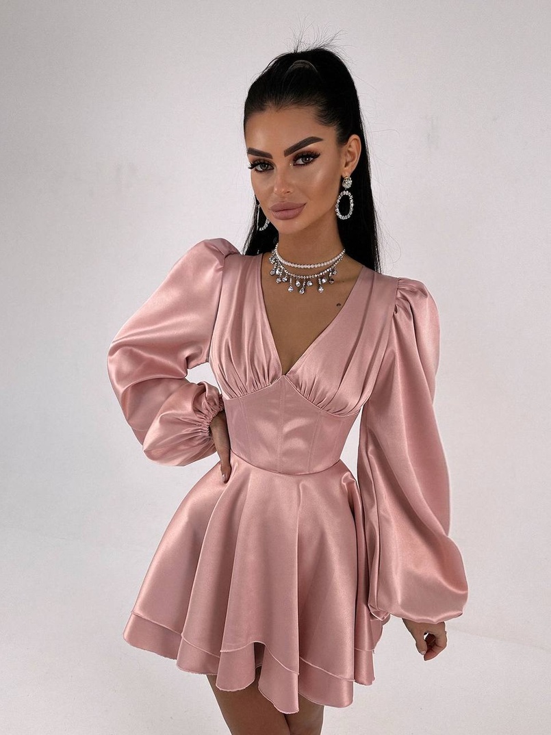 Атласна корсетна сукня  з пишною подвійною спідницею  | PUSHKA SHOP