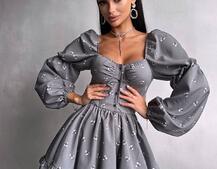 Сукня з квітковим принтом з воланами на ґудзиках  | PUSHKA SHOP