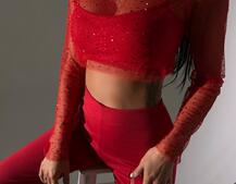 Комплект: топ + штани із сіткою зі стразами  | PUSHKA SHOP