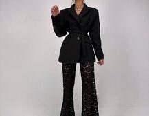 Комплект: мереживний корсет бюстьє + штани + піджак  Комплект: мереживний корсет бюстьє + штани + піджак  | PUSHKA SHOP