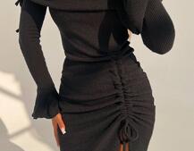 Трикотажна сукня міді з хомутом   | PUSHKA SHOP