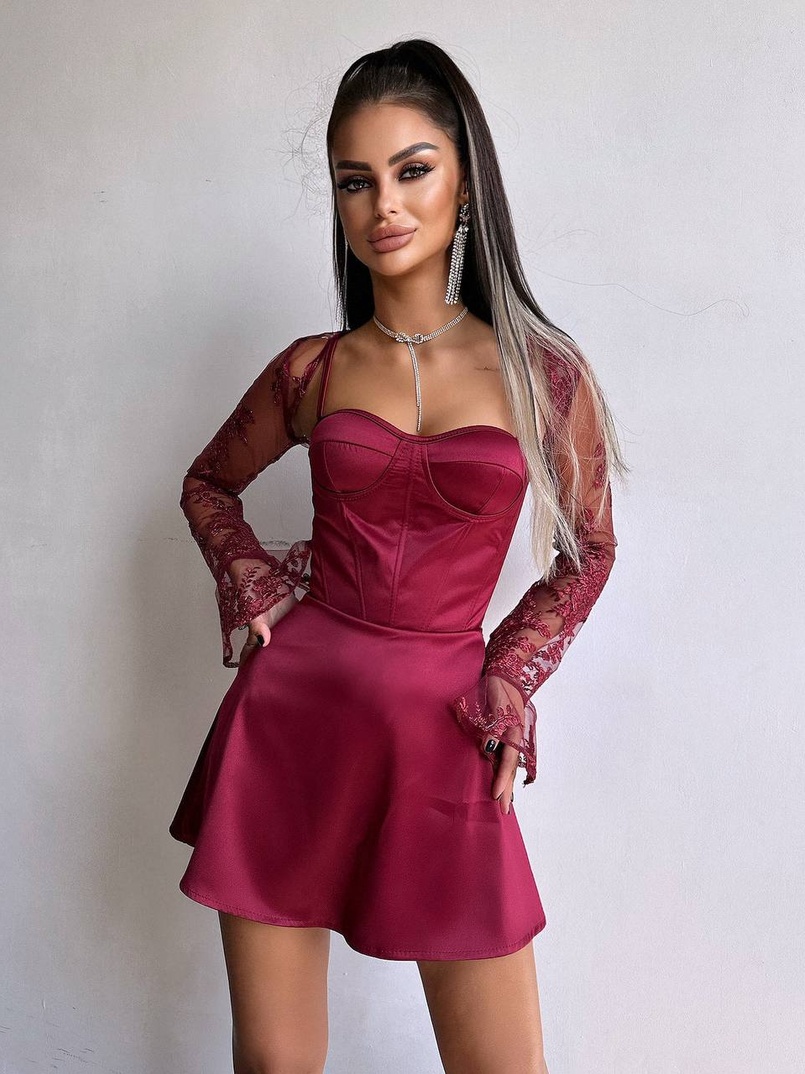 Атласна корсетна сукня-бюстьє + мереживне болеро Атласна корсетна сукня-бюстьє + мереживне болеро | PUSHKA SHOP