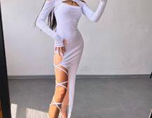 Трикотажна сукня з зав’язкою на ніжку   | PUSHKA SHOP