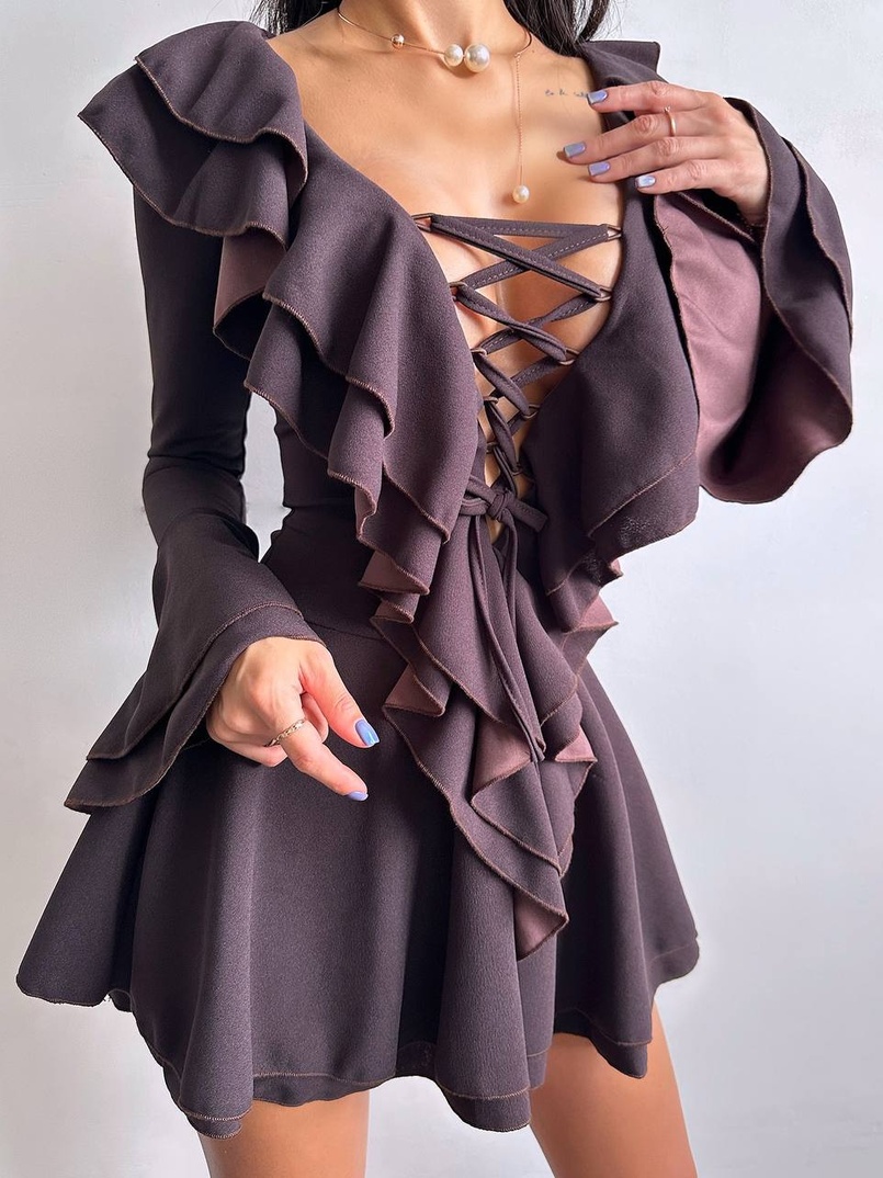 Сукня з з воланами на ґудзиках  Сукня з з воланами на ґудзиках  | PUSHKA SHOP