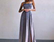 Сяюча сукня максі  зі шнурівкою на спинці Сяюча сукня максі  зі шнурівкою на спинці | PUSHKA SHOP