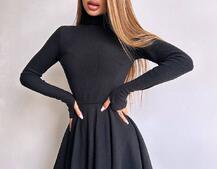 Трикотажна сукня міні із спідницею сонцем     | PUSHKA SHOP