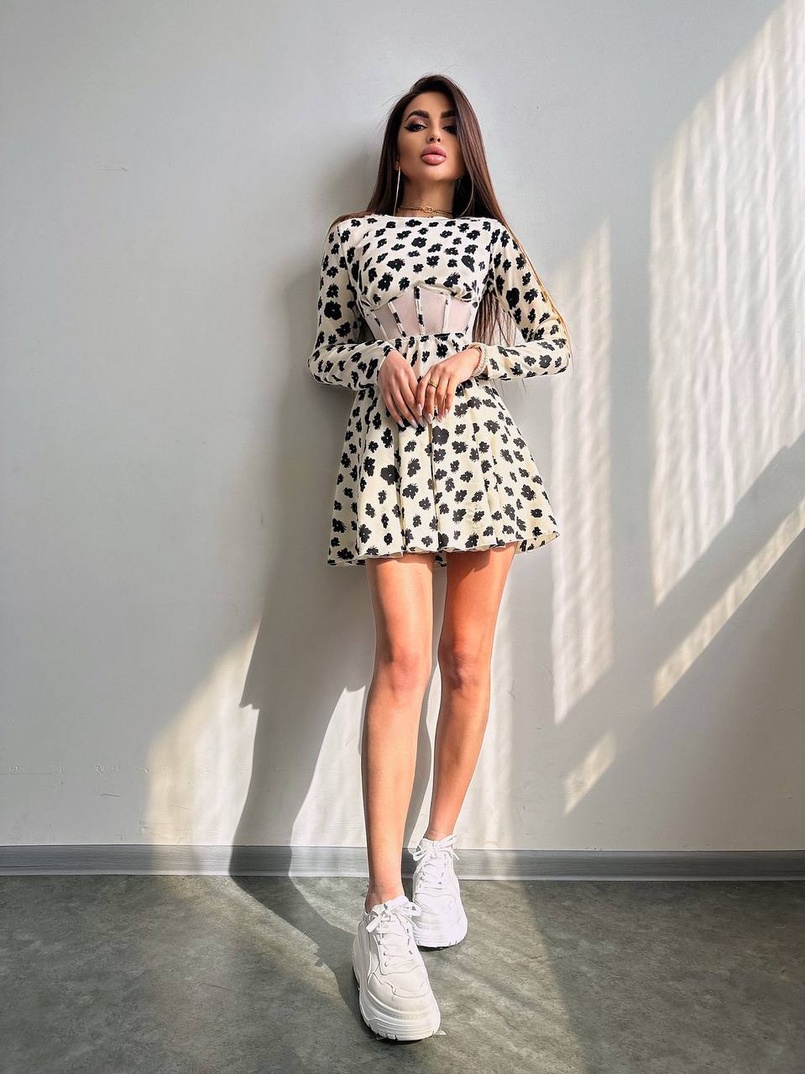 Приталена сукня з корсетною вставкою та спідницею-сонцем | PUSHKA SHOP