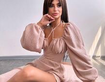 Муслінова сукня -міді з розрізом на ніжці  | PUSHKA SHOP