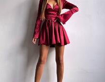 Атласна корсетна сукня  з пишною спідницею та зав‘язками на талії | PUSHKA SHOP