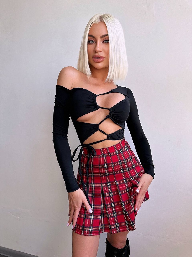 Комплект: топ + спідниця в клітинку   Комплект: топ + спідниця в клітинку   | PUSHKA SHOP