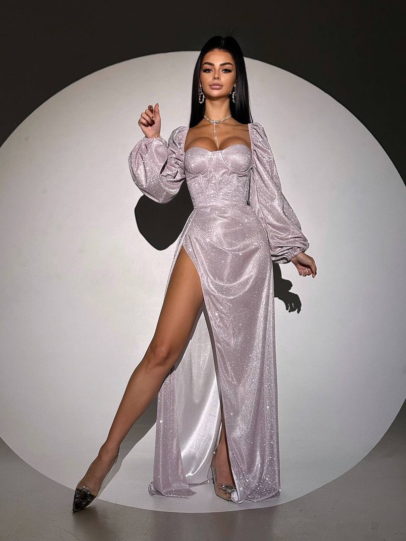 Сяючий комплект: корсет  + спідниця  максі з драпіруванням | PUSHKA SHOP