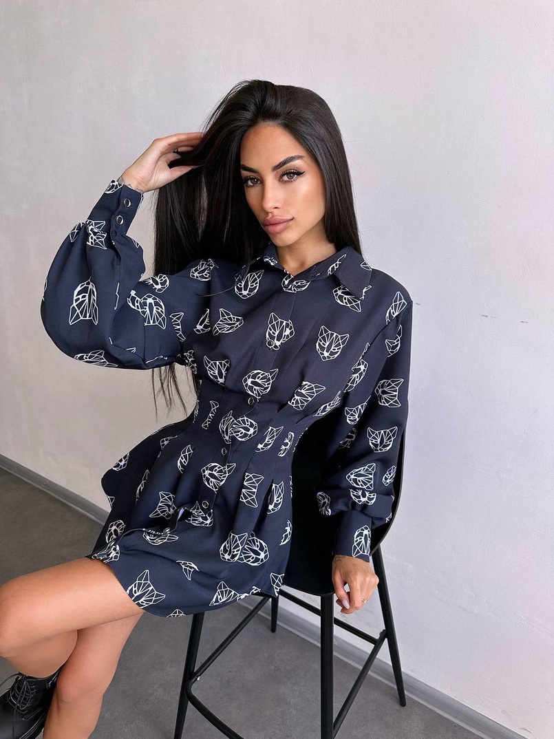 Приталена сорочка з принтом Приталена сорочка з принтом | PUSHKA SHOP