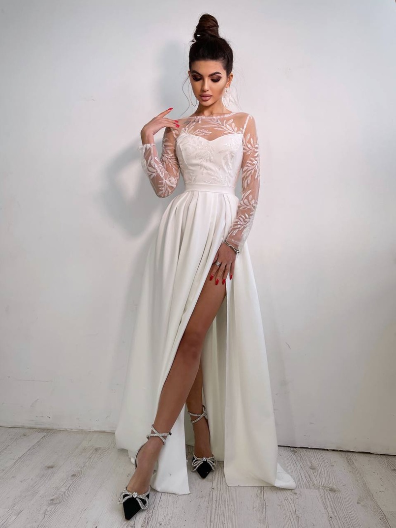 Сукня максі з паєтками та розрізом на спідниці | PUSHKA SHOP