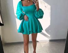 Атласна корсетна сукня з пишною подвійною спідницею та об‘ємними рукавами Атласна корсетна сукня з пишною подвійною спідницею та об‘ємними рукавами | PUSHKA SHOP