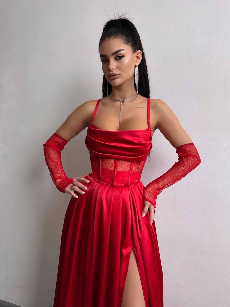 Атласний комплект: корсет + спідниця максі Атласний комплект: корсет + спідниця максі | PUSHKA SHOP