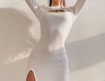 Трикотажне плаття по фігурі зі шнурівкою на ніжці Трикотажне плаття по фігурі зі шнурівкою на ніжці | PUSHKA SHOP