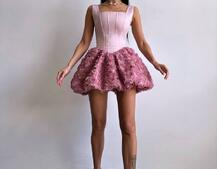Розкішна сукня міні з пишною спідницею з 3D-троянд  | PUSHKA SHOP