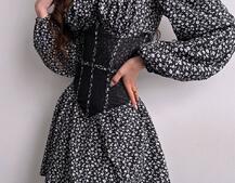 Сукня міні в квітковий принт + прозорий корсет  Сукня міні в квітковий принт + прозорий корсет  | PUSHKA SHOP