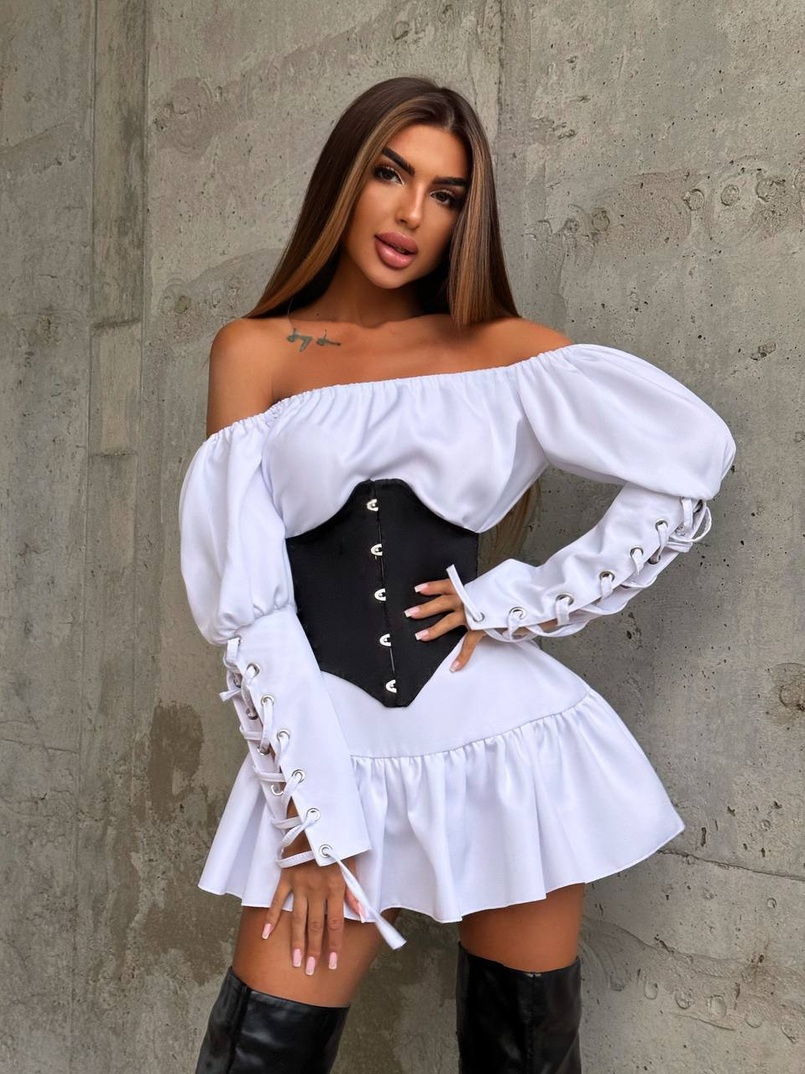 Комплект: Сукня-сорочка + корсет на гачках Комплект: Сукня-сорочка + корсет на гачках | PUSHKA SHOP