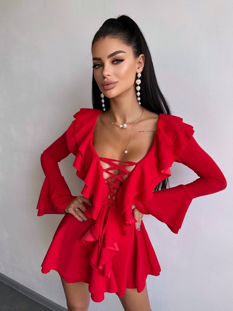 Сукня з з воланами на ґудзиках  Сукня з з воланами на ґудзиках  | PUSHKA SHOP